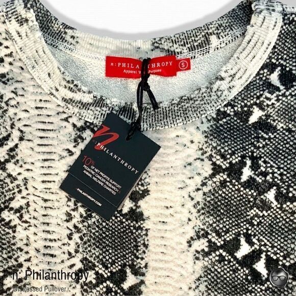 N:PHILANTHROPY LAUREN PYTHON FRENCH TERRY CREWNECK SWEATSHIRT SNAKESKIN PRINT - Picture 3 of 7